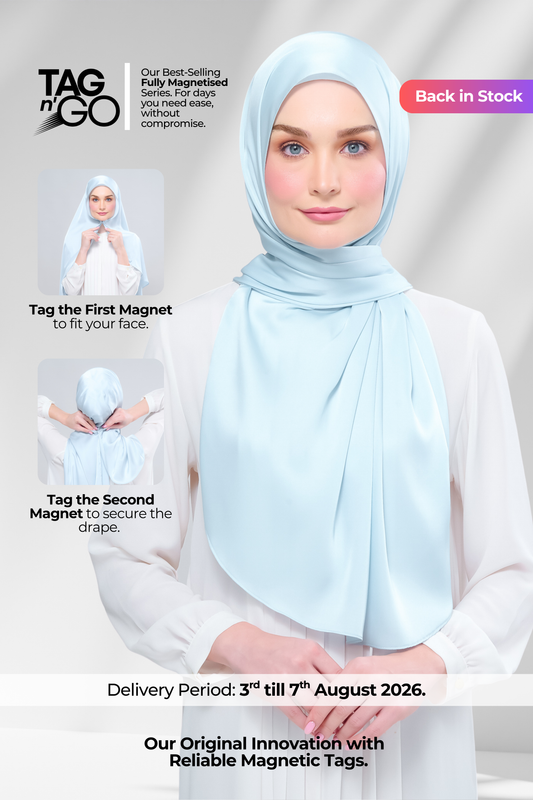 Instant Tag n' Go Shawl | Satin Silk in Mint Blue