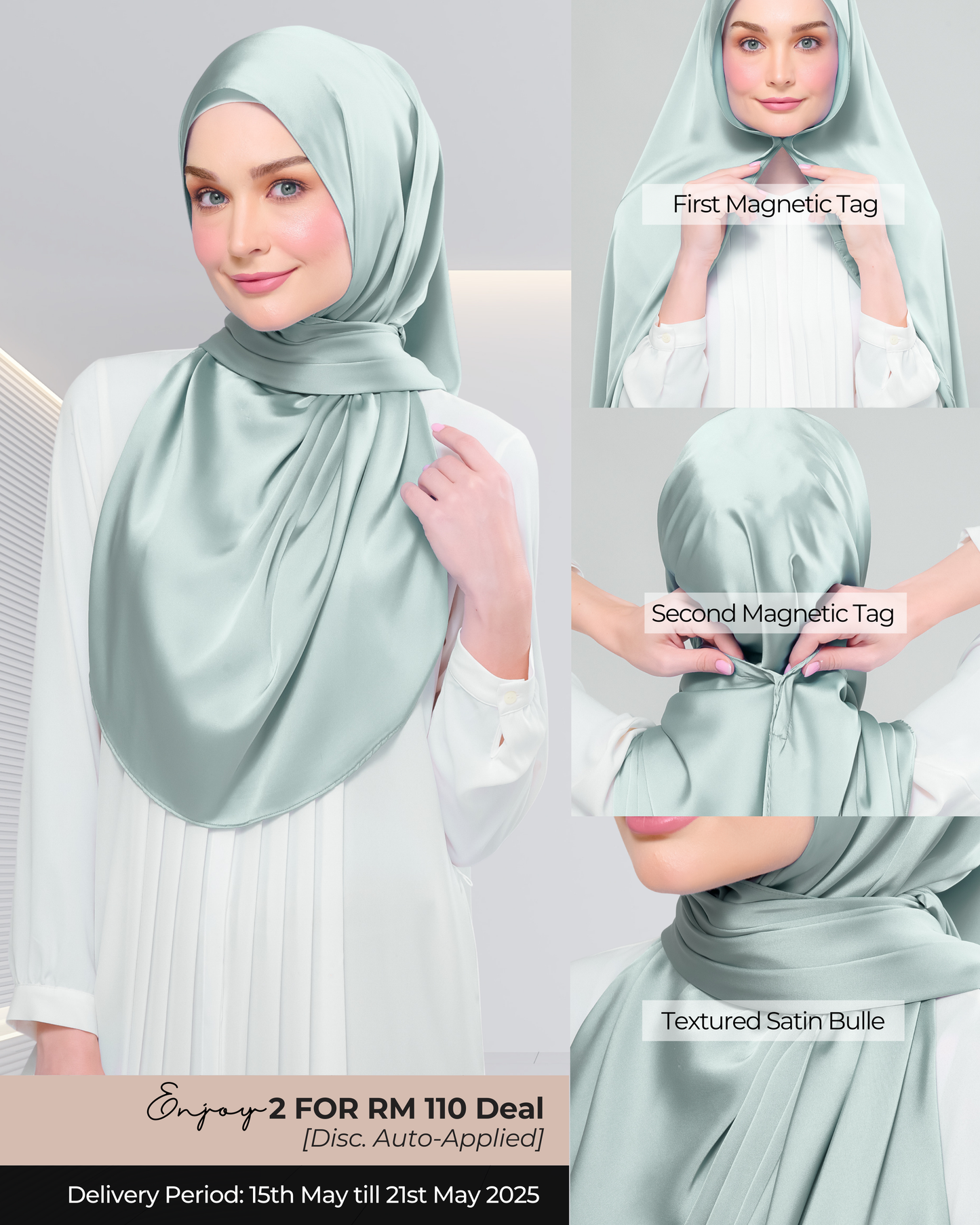 Instant Tag n' Go Shawl | Satin Bulle in Mint Green
