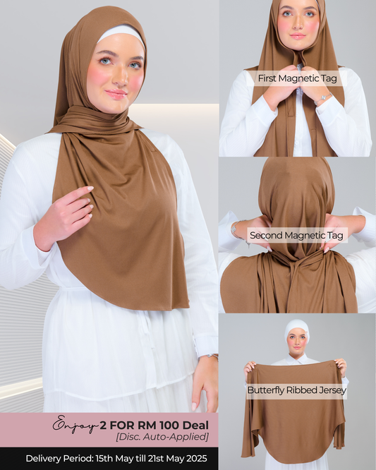 Instant Tag n' Go Butterfly | Ribbed Jersey in  Mocha Taupe