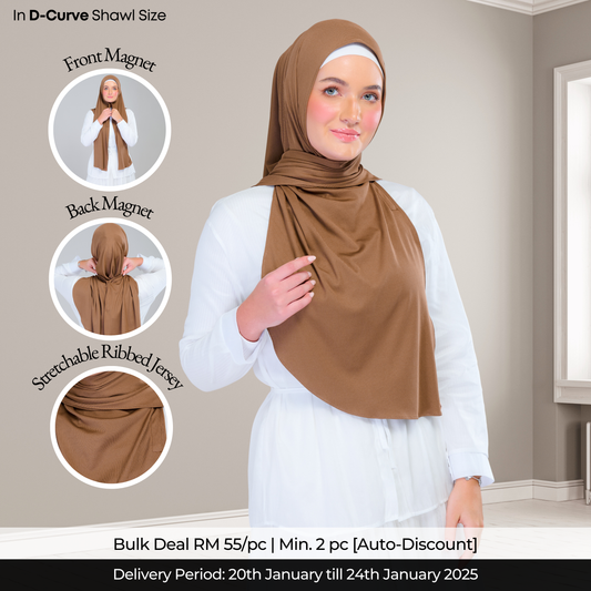 Instant Tag n' Go Shawl | Ribbed Jersey in Mocha Taupe