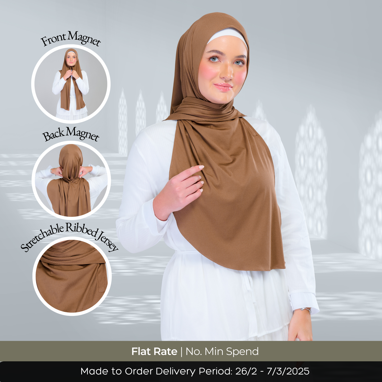 Instant Tag n' Go Shawl | Ribbed Jersey in Mocha Taupe