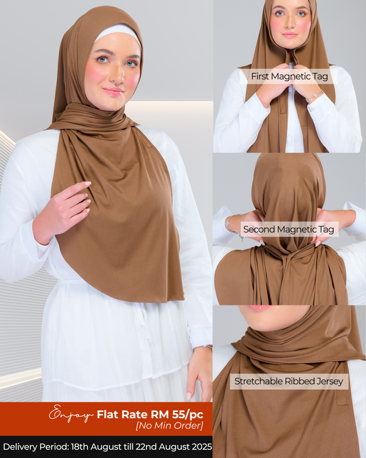 Instant Tag n' Go Shawl | Ribbed Jersey in Mocha Taupe