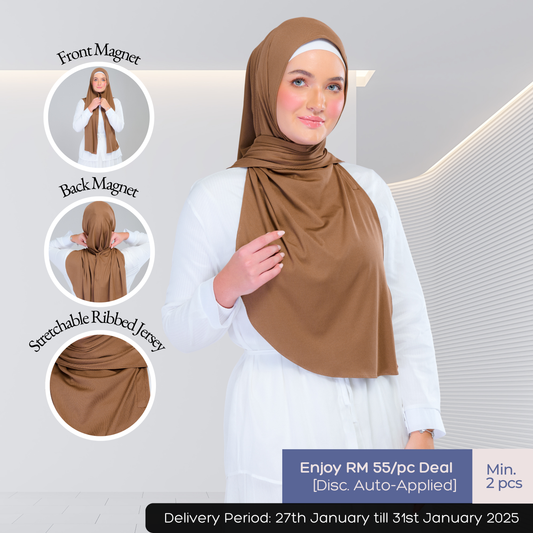 Instant Tag n' Go Shawl | Ribbed Jersey in Mocha Taupe