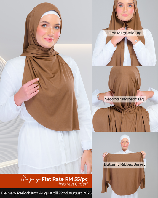 Instant Tag n' Go Butterfly | Ribbed Jersey in  Mocha Taupe