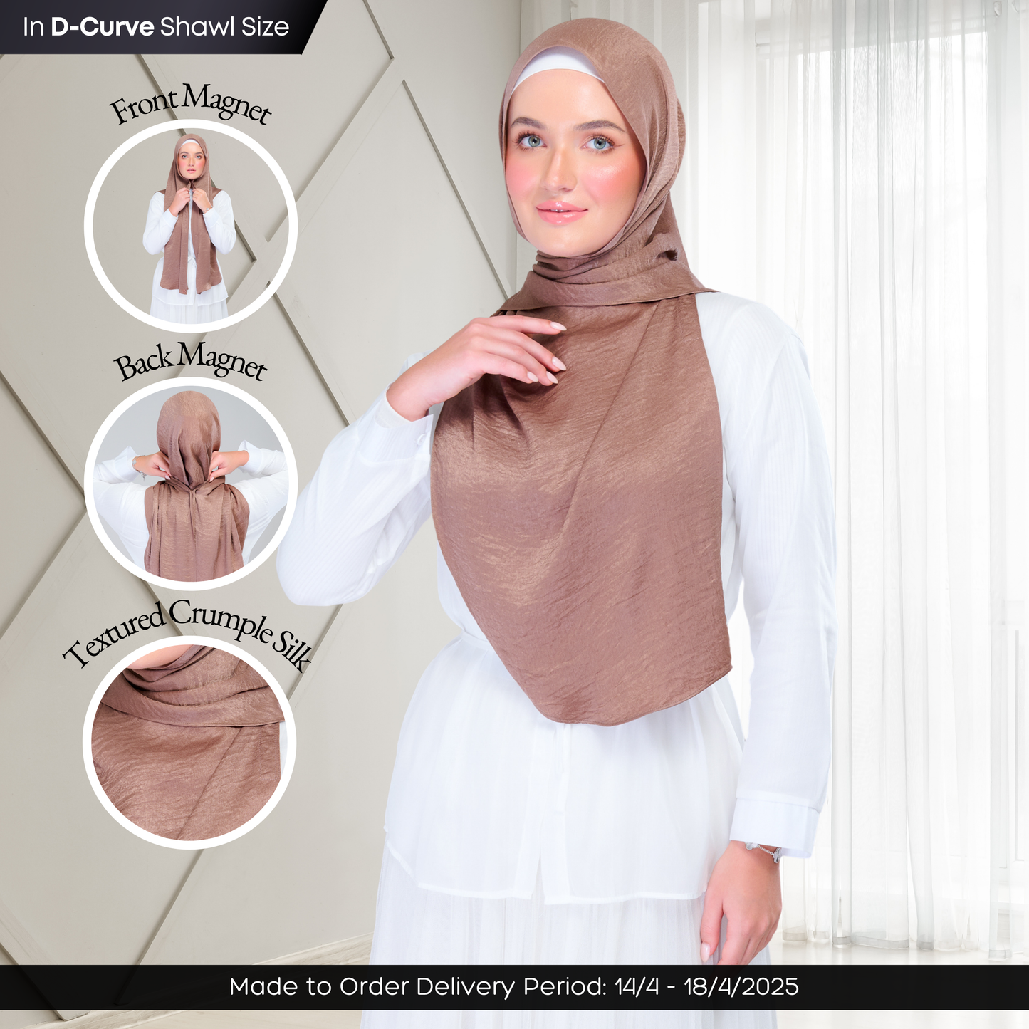 [As-Is] Instant Tag n' Go Shawl | Textured Silk in Mocha