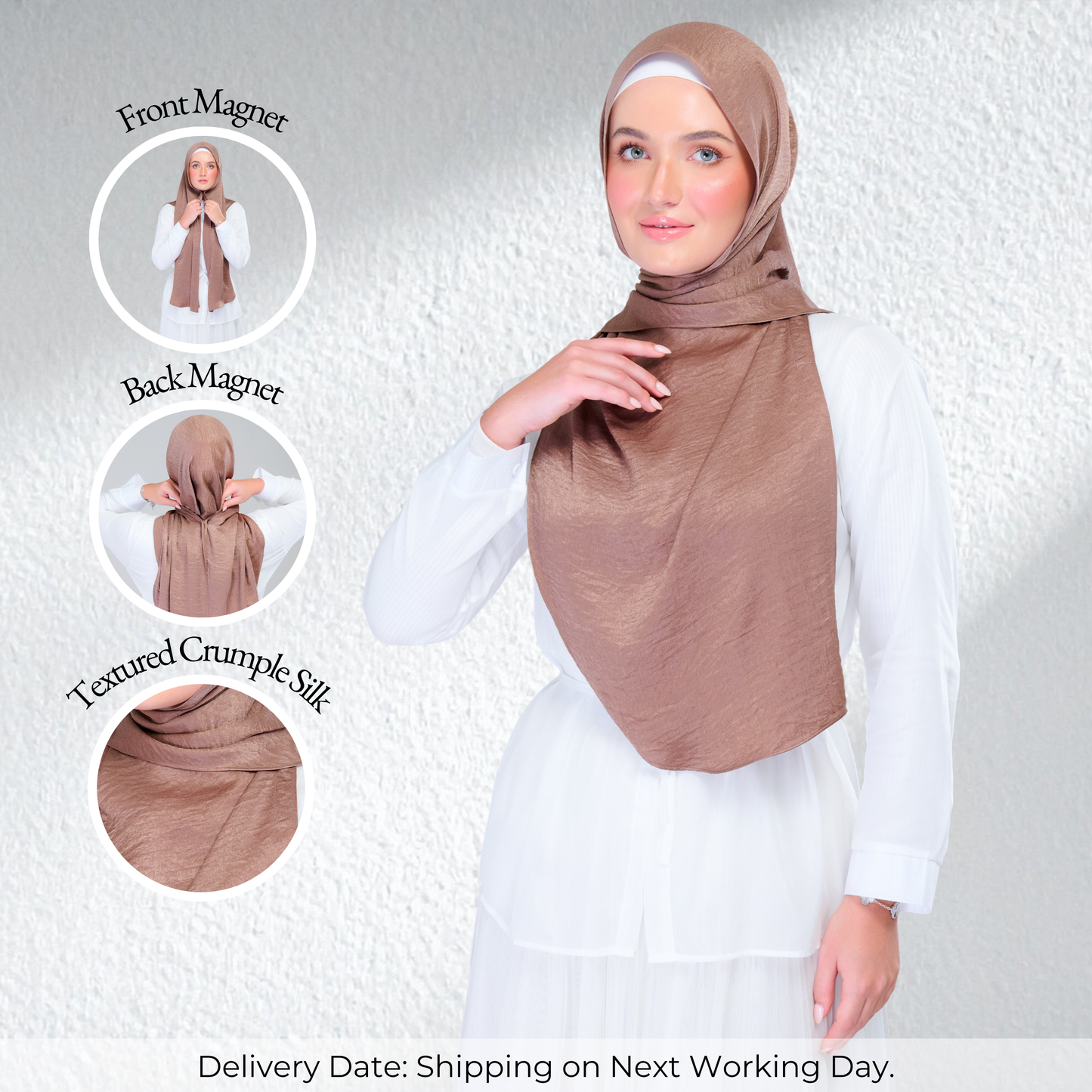 Instant Tag n' Go Shawl | Textured Silk in Mocha