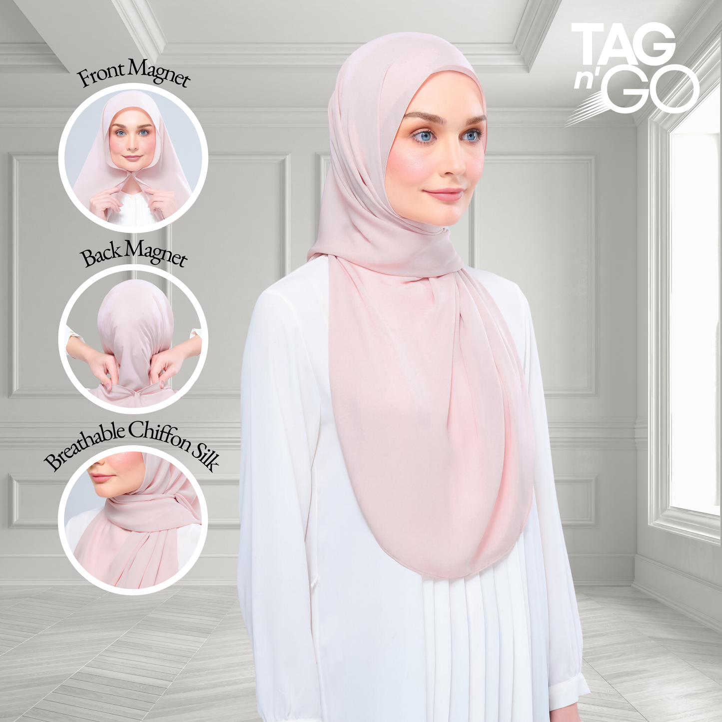 [As-Is] Instant Tag n' Go Shawl l Chiffon Silk in Nude Pink