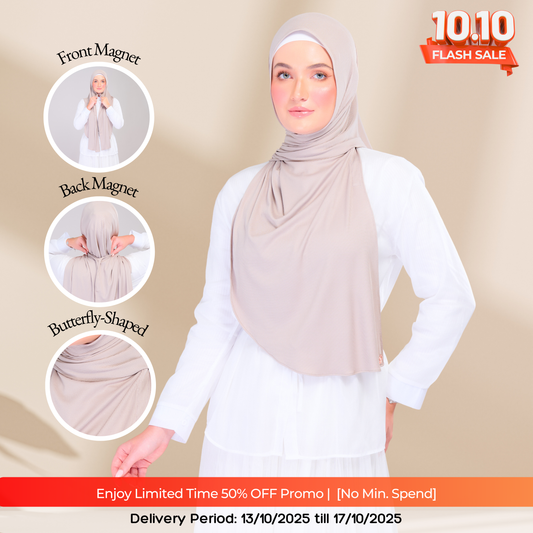 Instant Tag n' Go Shawl | Ribbed Jersey in Natural Sand