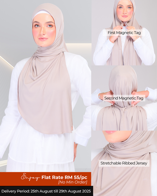 Instant Tag n' Go Shawl | Ribbed Jersey in Natural Sand