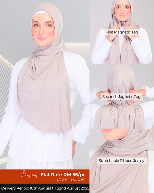 Instant Tag n' Go Shawl | Ribbed Jersey in Natural Sand