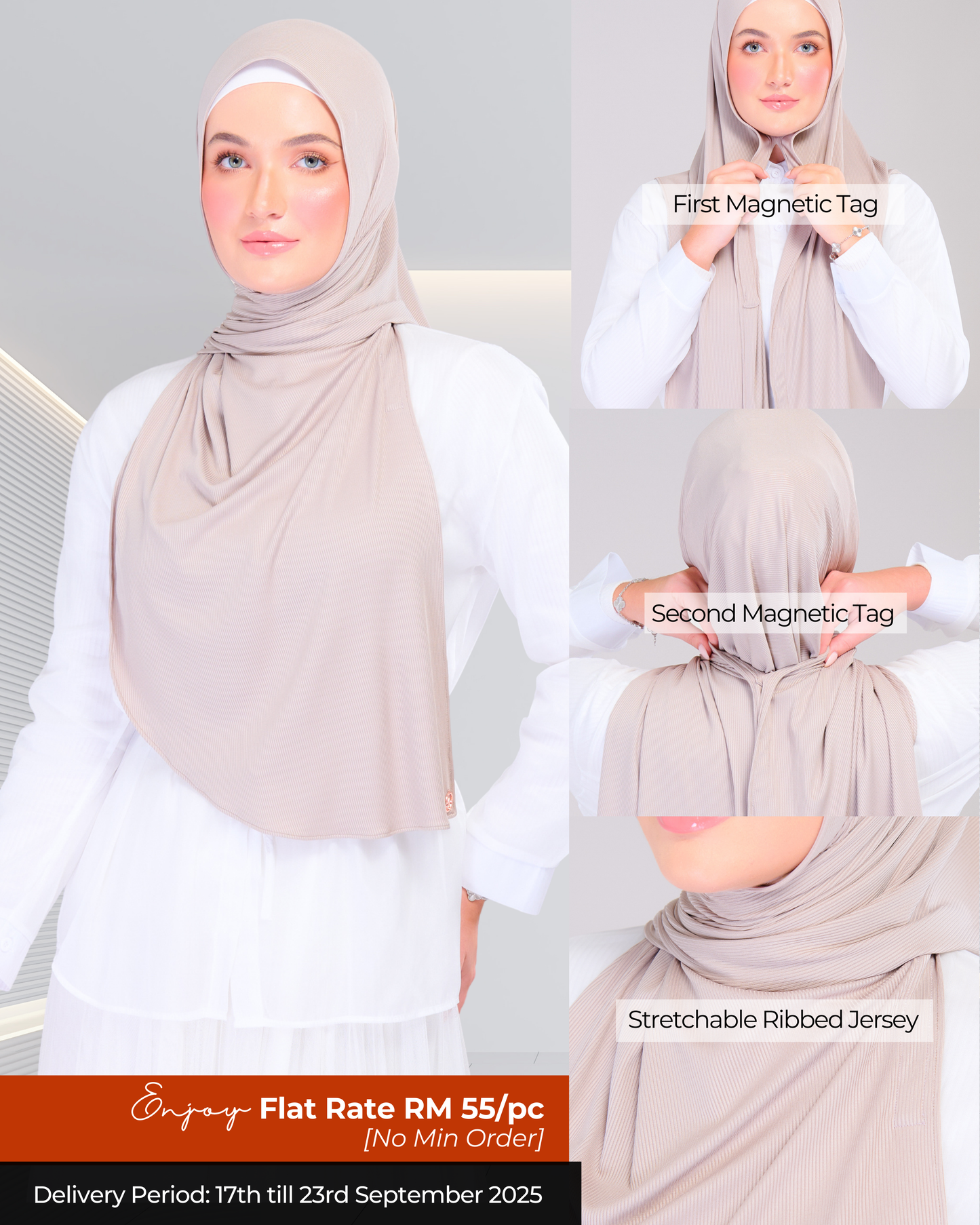 Instant Tag n' Go Shawl | Ribbed Jersey in Natural Sand