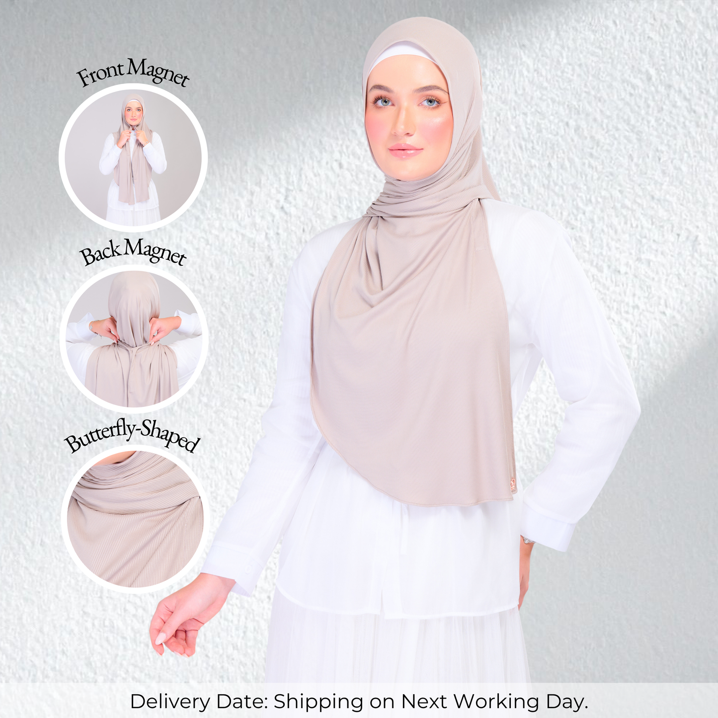 Instant Tag n' Go Shawl | Ribbed Jersey in Natural Sand