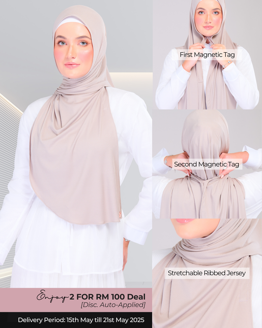 Instant Tag n' Go Shawl | Ribbed Jersey in Natural Sand