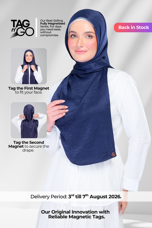 Instant Tag n' Go Shawl | Textured Silk in Navy Blue