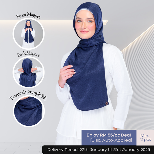 Instant Tag n' Go Shawl | Textured Silk in Navy Blue