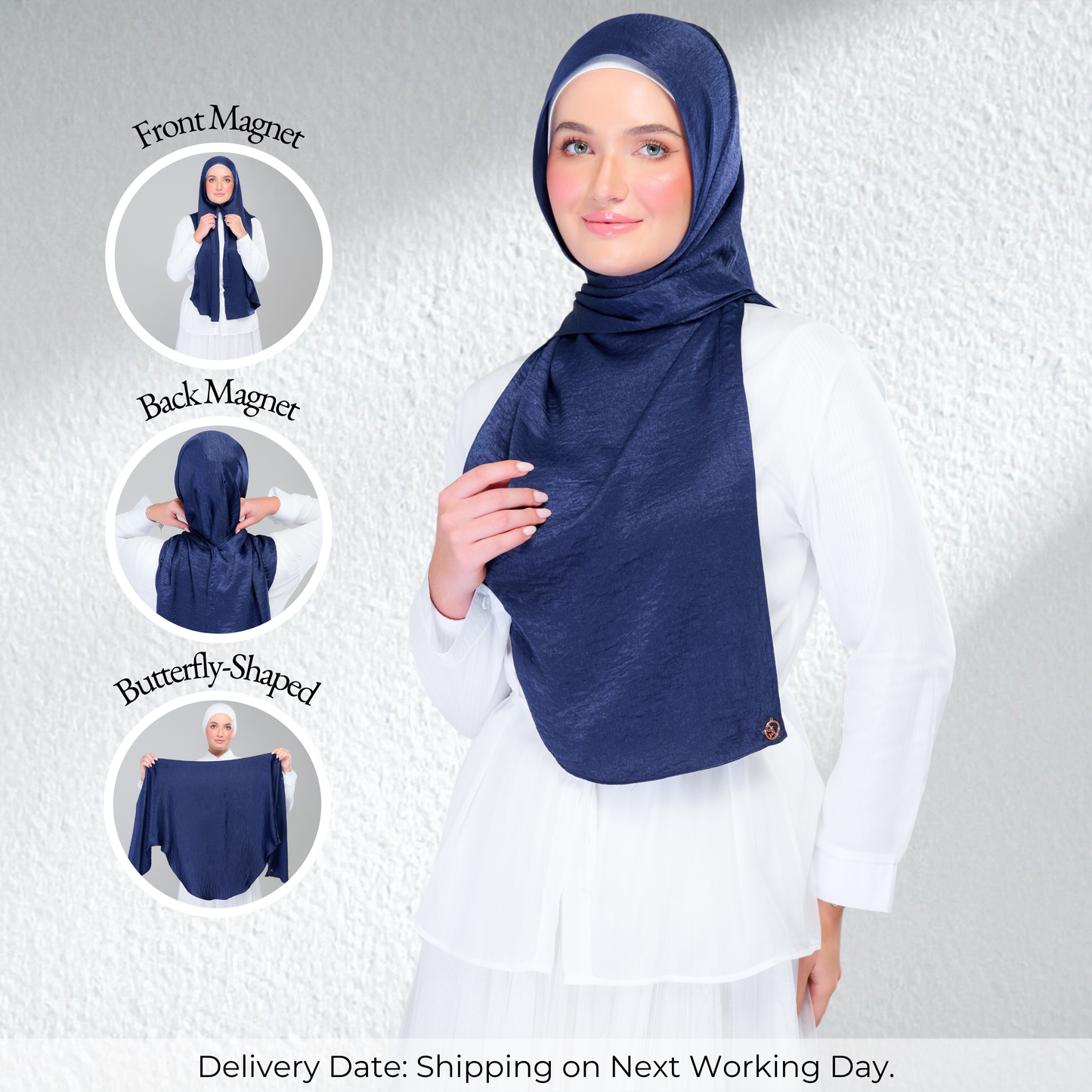 Instant Tag n' Go Butterfly | Textured Silk in Navy Blue