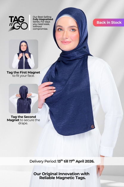 Instant Tag n' Go Shawl | Textured Silk in Navy Blue
