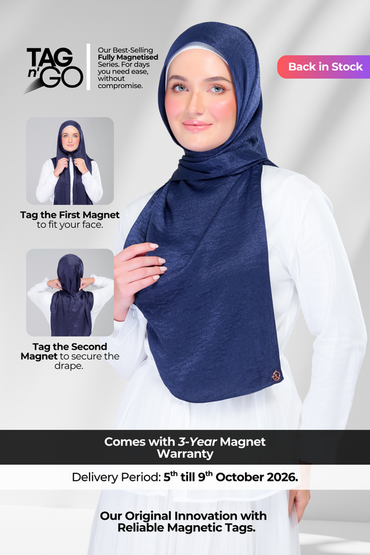 Instant Tag n' Go Shawl | Textured Silk in Navy Blue