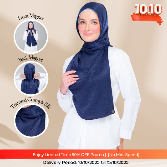 Instant Tag n' Go Shawl | Textured Silk in Navy Blue