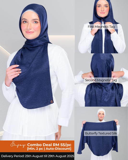 Instant Tag n' Go Butterfly | Textured Silk in Navy Blue
