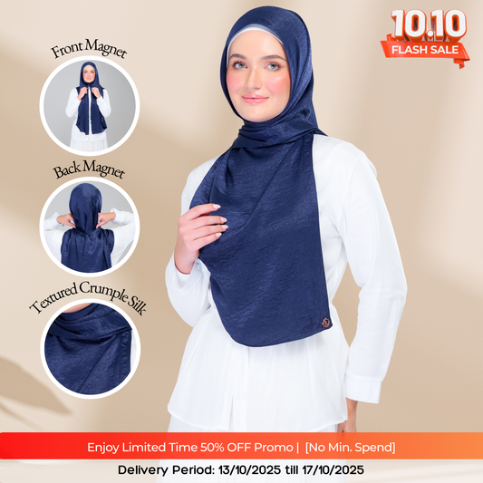 Instant Tag n' Go Shawl | Textured Silk in Navy Blue