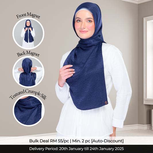 Instant Tag n' Go Shawl | Textured Silk in Navy Blue