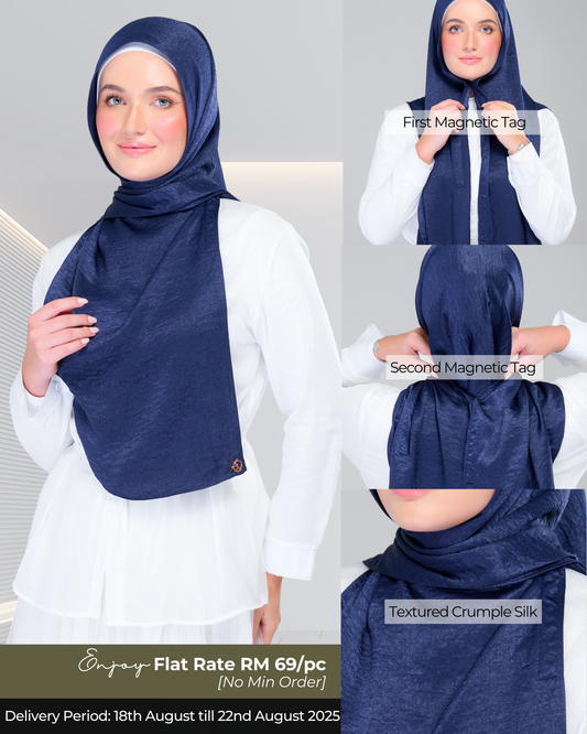 Instant Tag n' Go Shawl | Textured Silk in Navy Blue