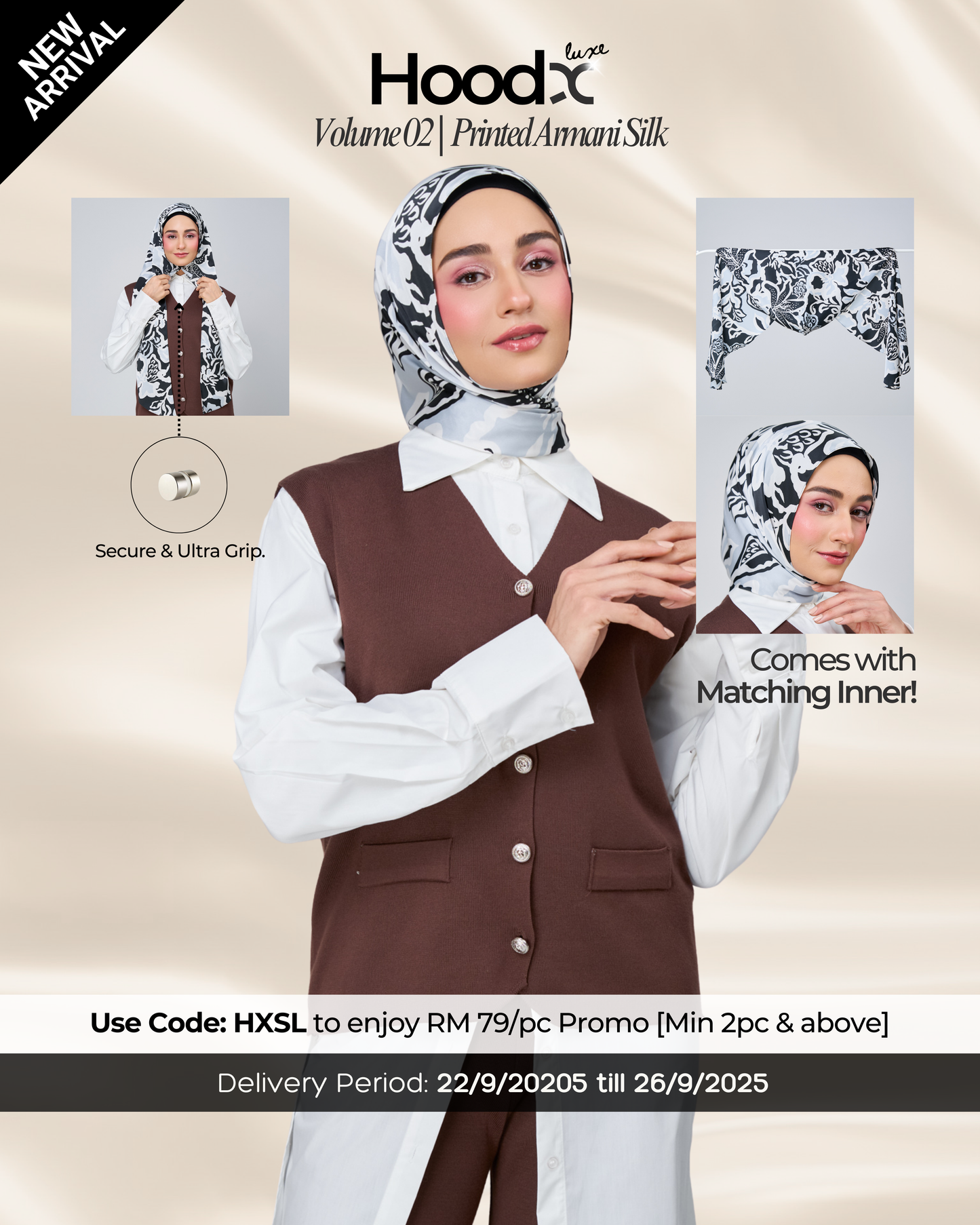 [★New] HoodX Printed Set in Noir