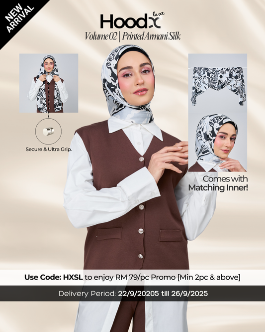 [★New] HoodX Printed Set in Noir