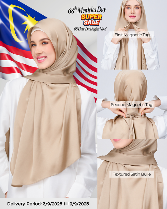 Instant Tag n' Go Shawl | Satin Bulle in Nude Chai