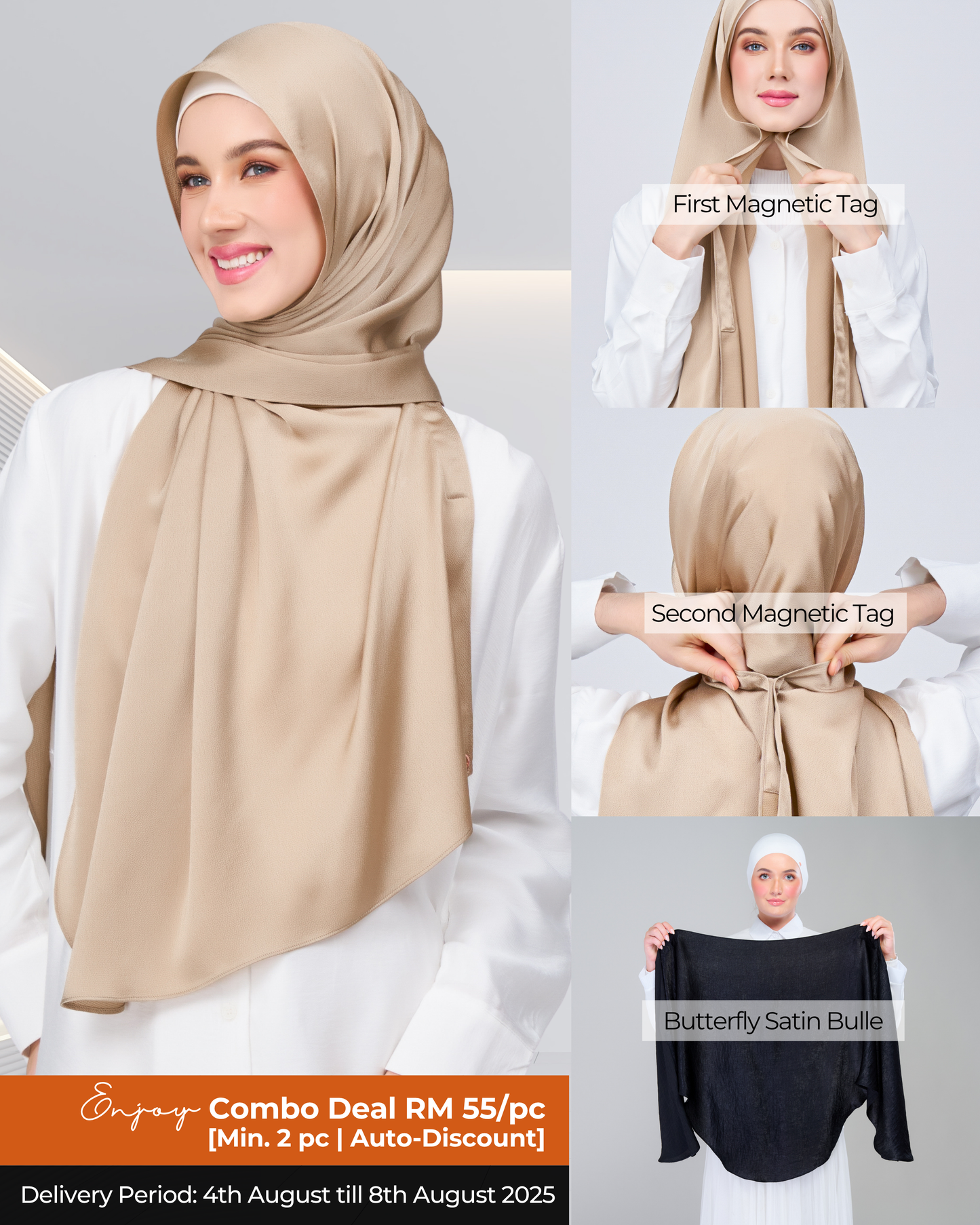 Instant Tag n' Go Butterfly | Satin Bulle in Nude Chai