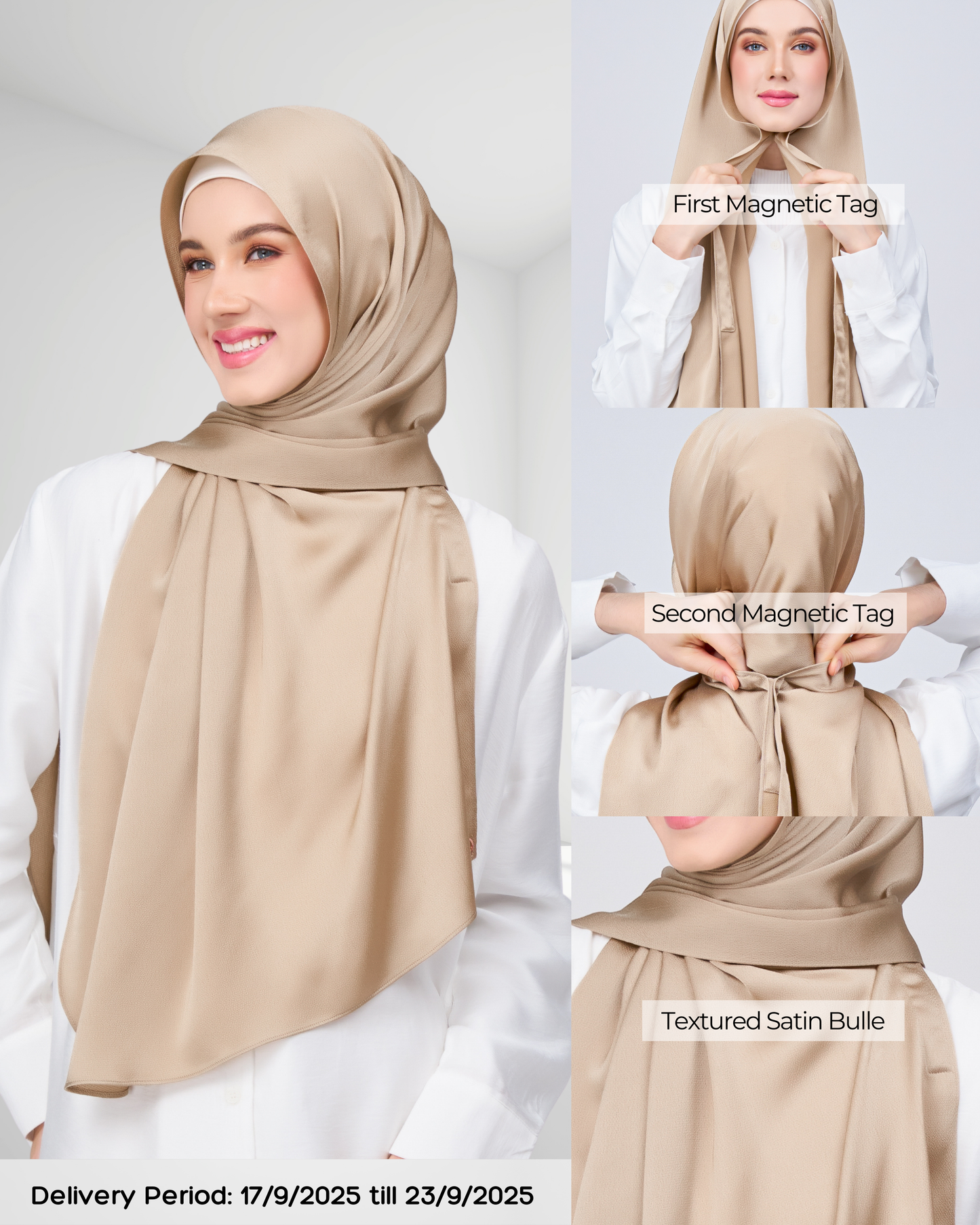 Instant Tag n' Go Shawl | Satin Bulle in Nude Chai