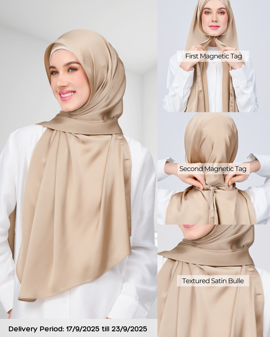 Instant Tag n' Go Shawl | Satin Bulle in Nude Chai