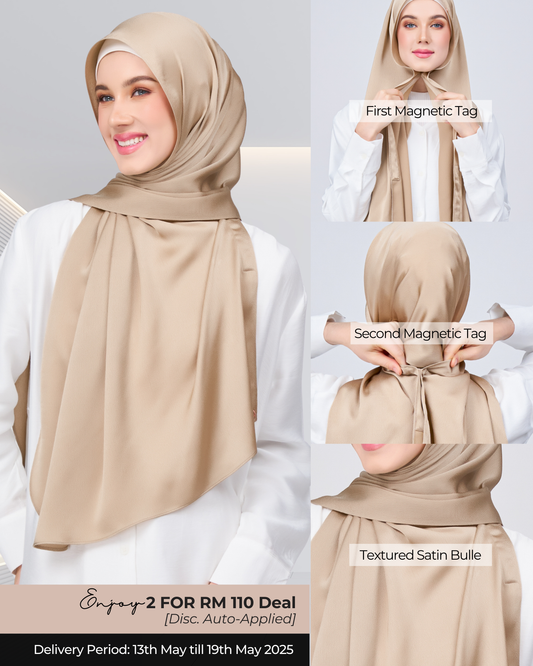 Instant Tag n' Go Shawl | Satin Bulle in Nude Chai