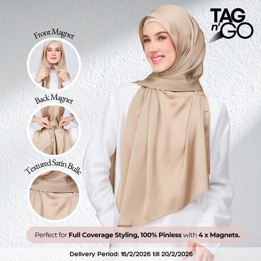 Instant Tag n' Go Shawl | Satin Bulle in Nude Chai
