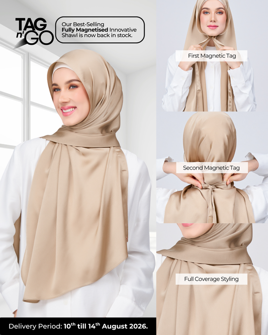 Instant Tag n' Go Shawl | Satin Bulle in Nude Chai