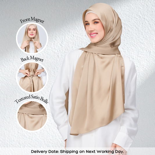 Instant Tag n' Go Shawl | Satin Bulle in Nude Chai