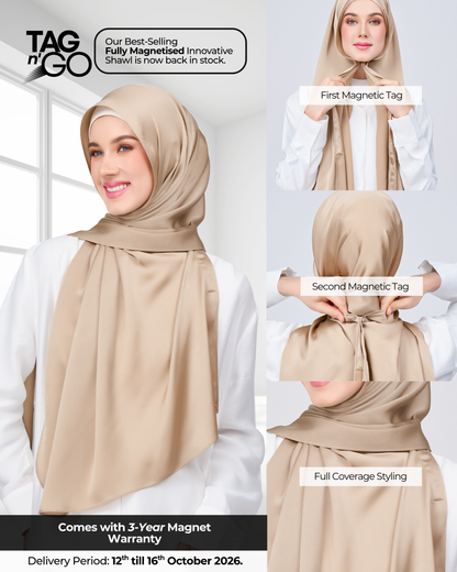 Instant Tag n' Go Shawl | Satin Bulle in Nude Chai