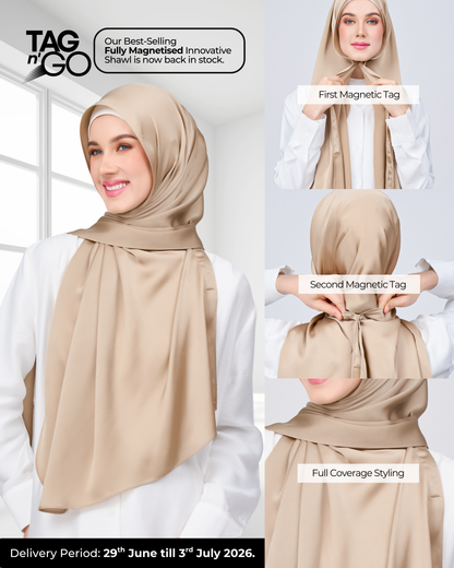 Instant Tag n' Go Shawl | Satin Bulle in Nude Chai