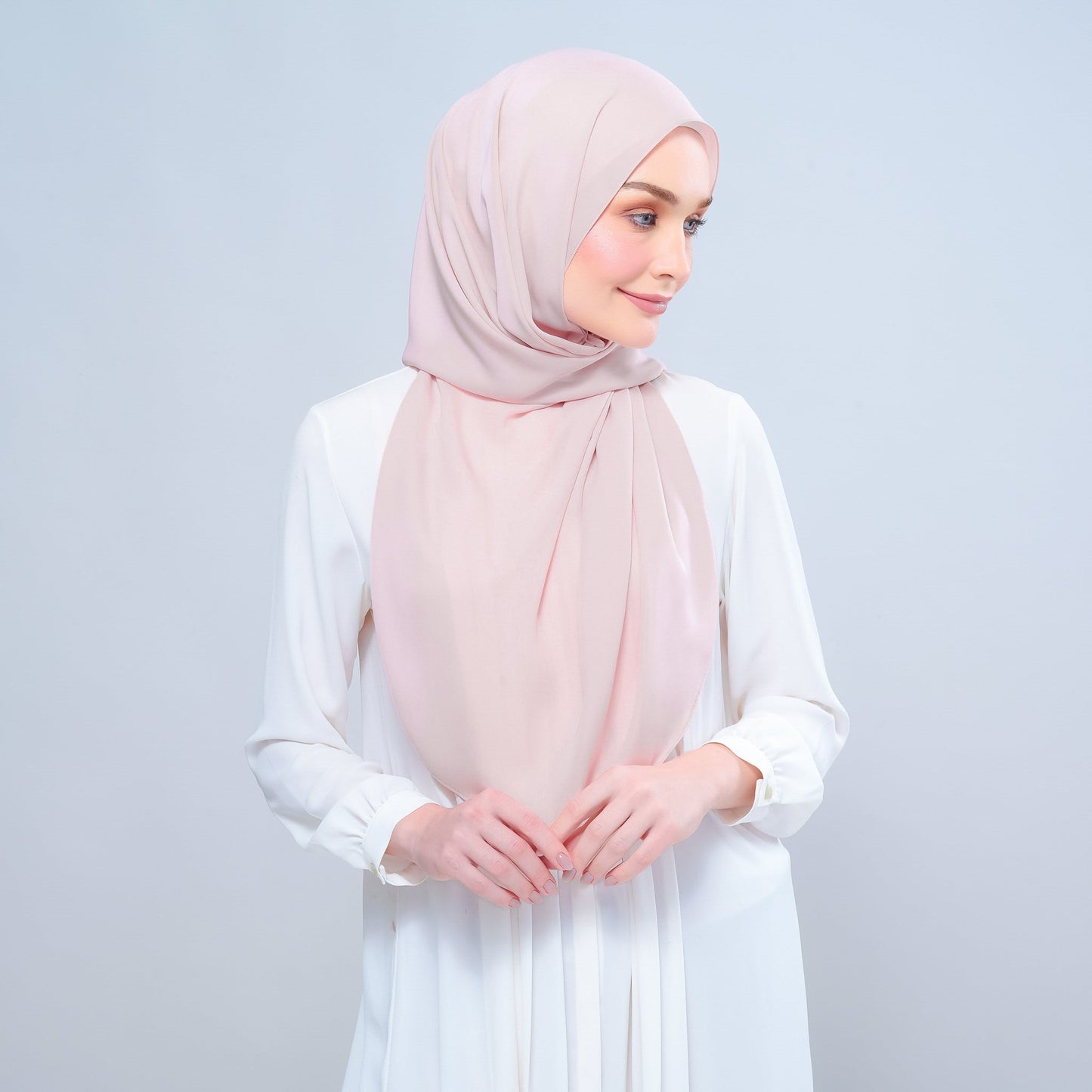 [As-Is] Instant Tag n' Go Shawl l Chiffon Silk in Nude Pink
