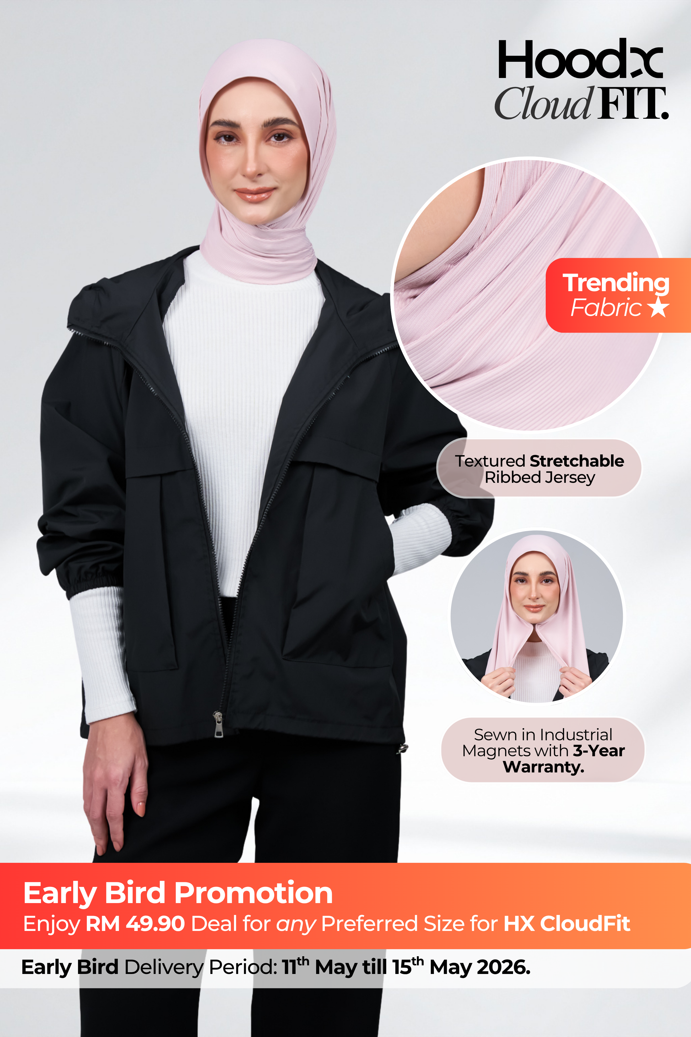 HoodX CloudFit in Nude Pink