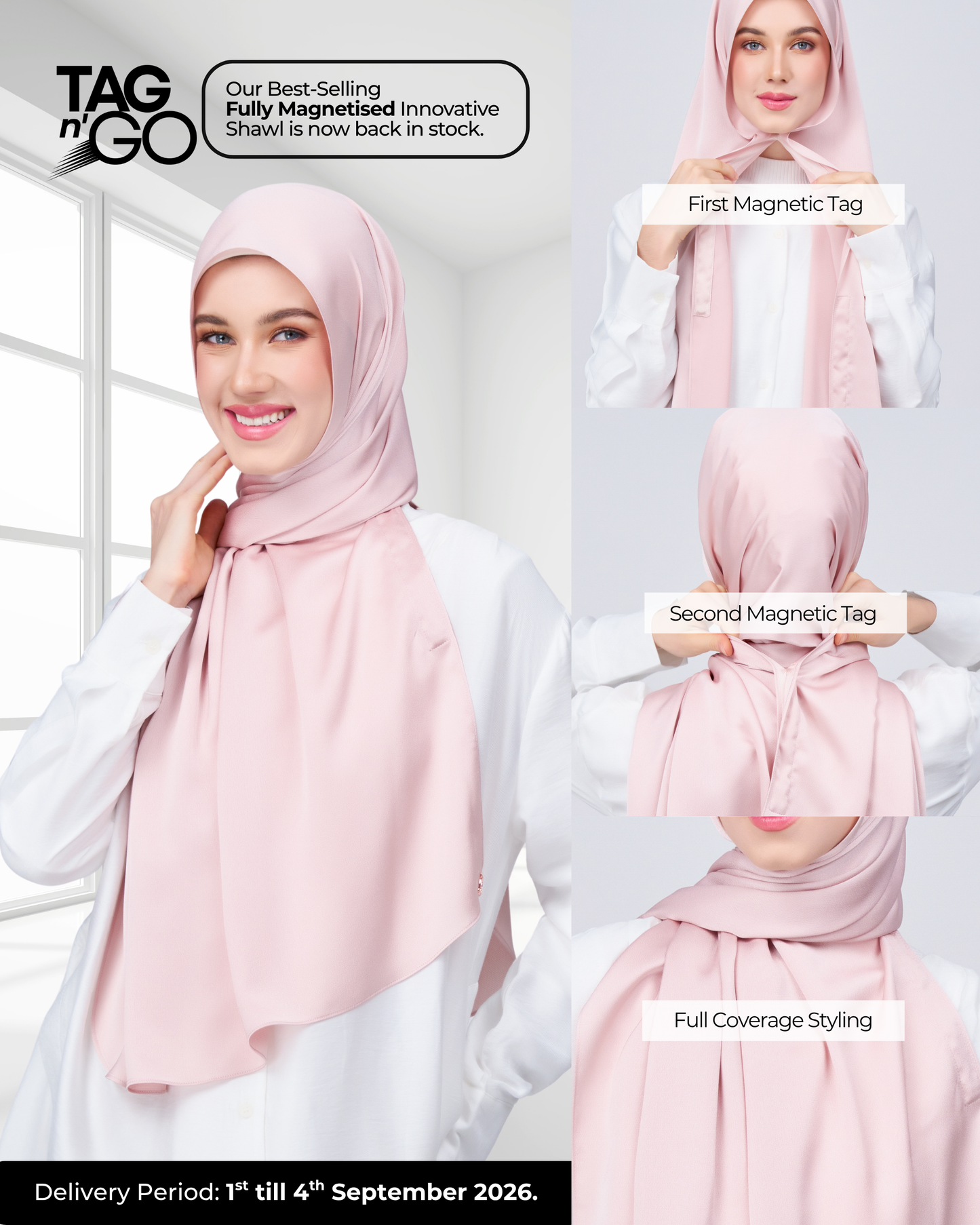 Instant Tag n' Go Shawl | Satin Bulle in Nude Pink