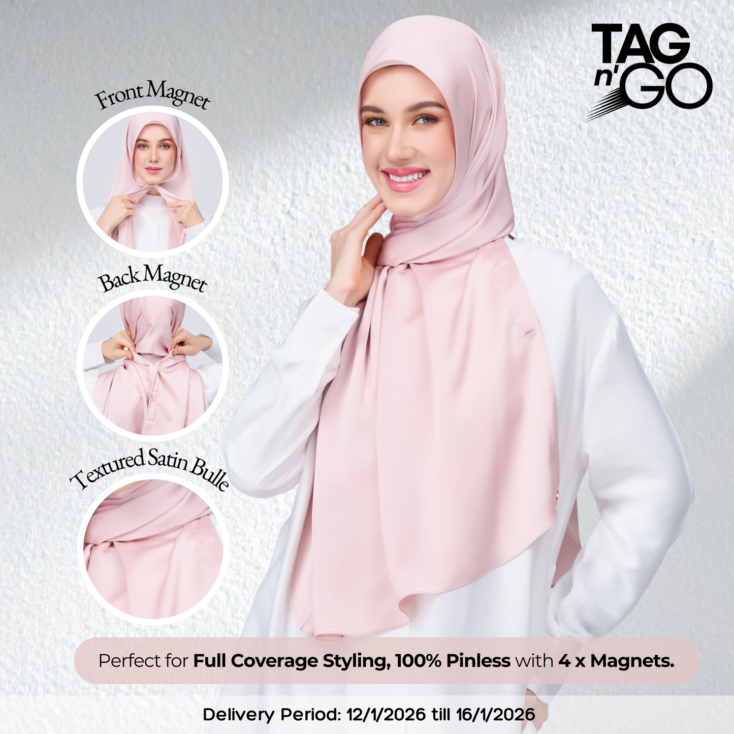 Instant Tag n' Go Shawl | Satin Bulle in Nude Pink