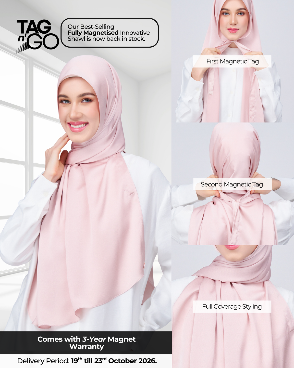 [As-Is] Instant Tag n' Go Shawl | Satin Bulle in Nude Pink