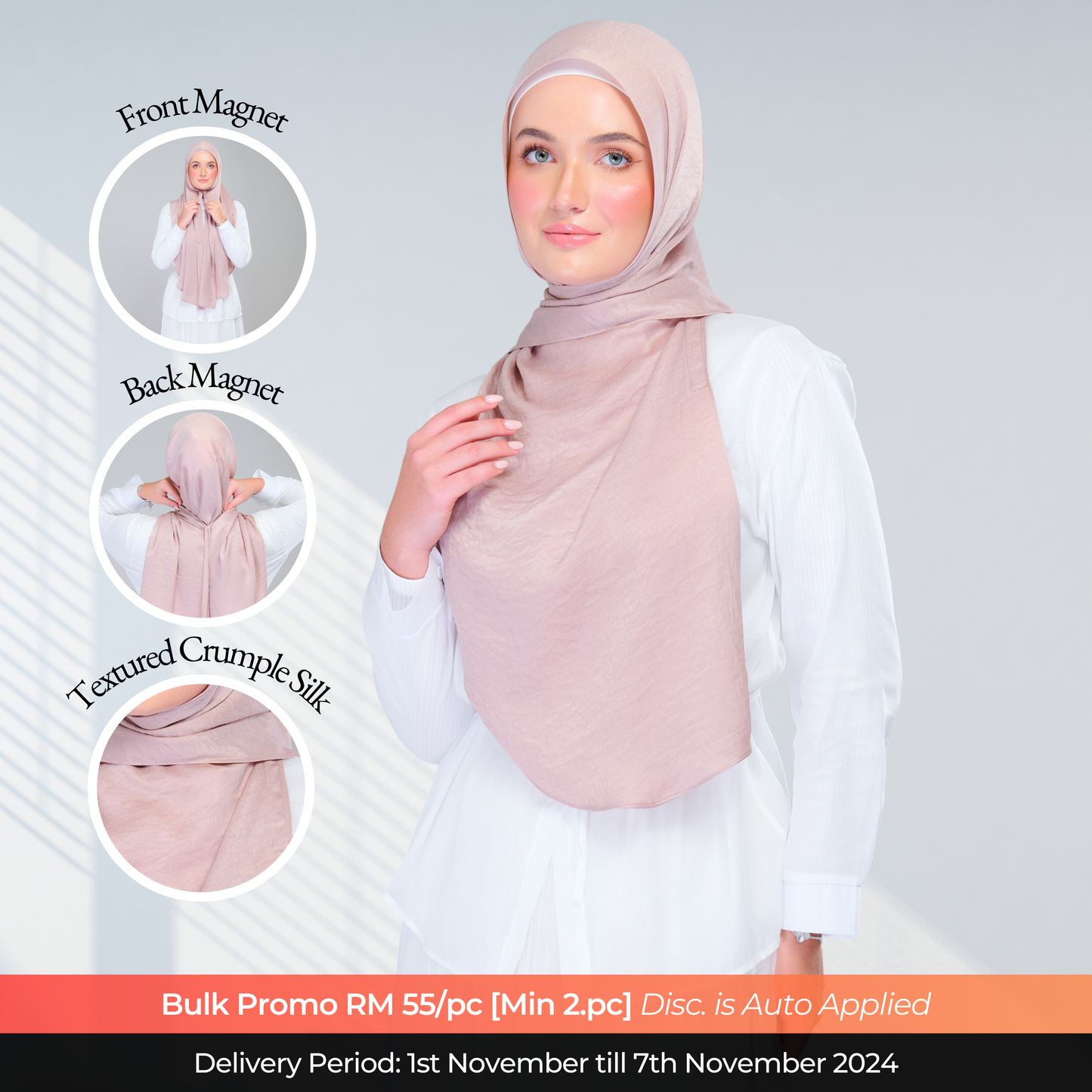 Instant Tag n' Go Shawl | Textured Silk in Nude Rose