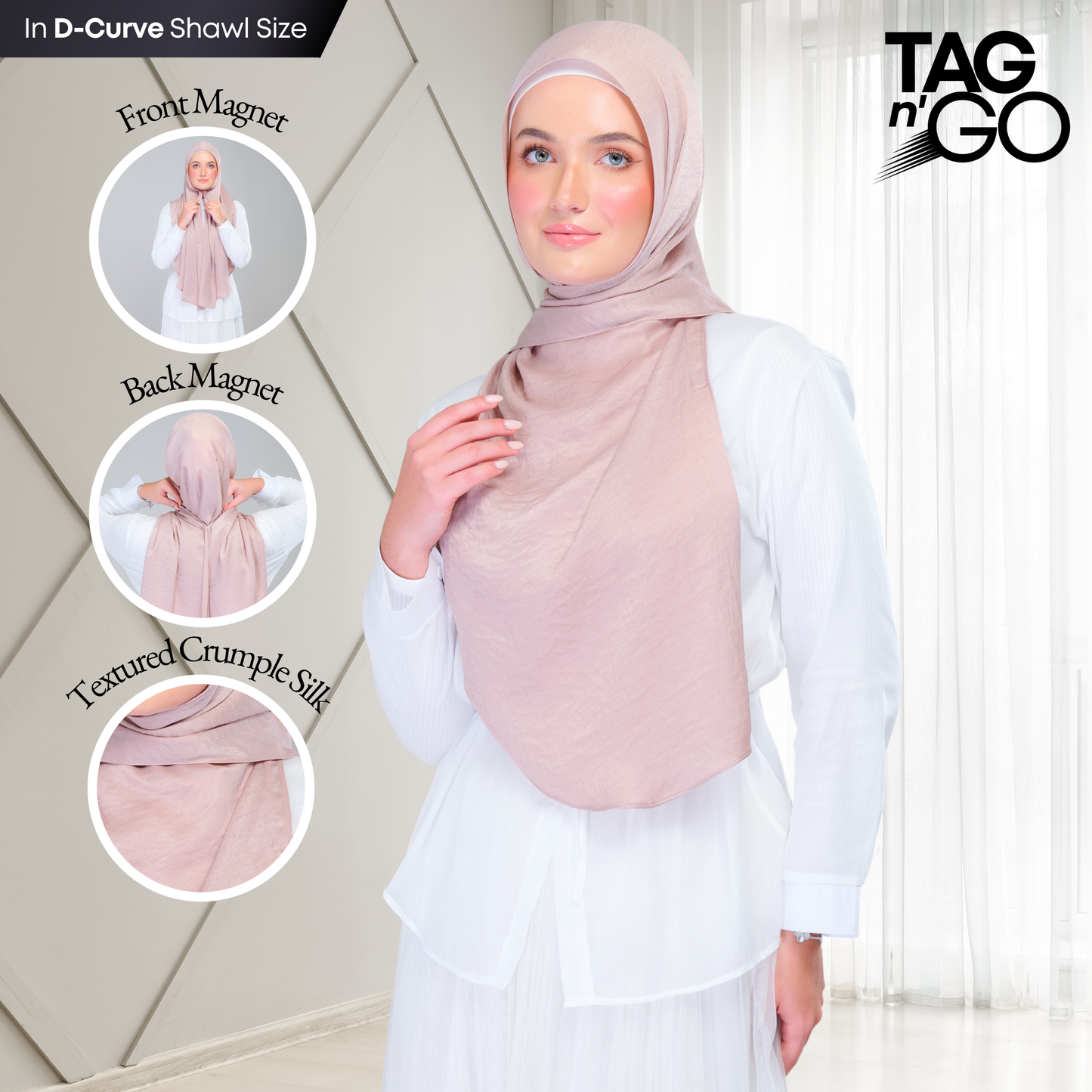 [As-Is] Instant Tag n' Go Shawl | Textured Silk in Nude Rose