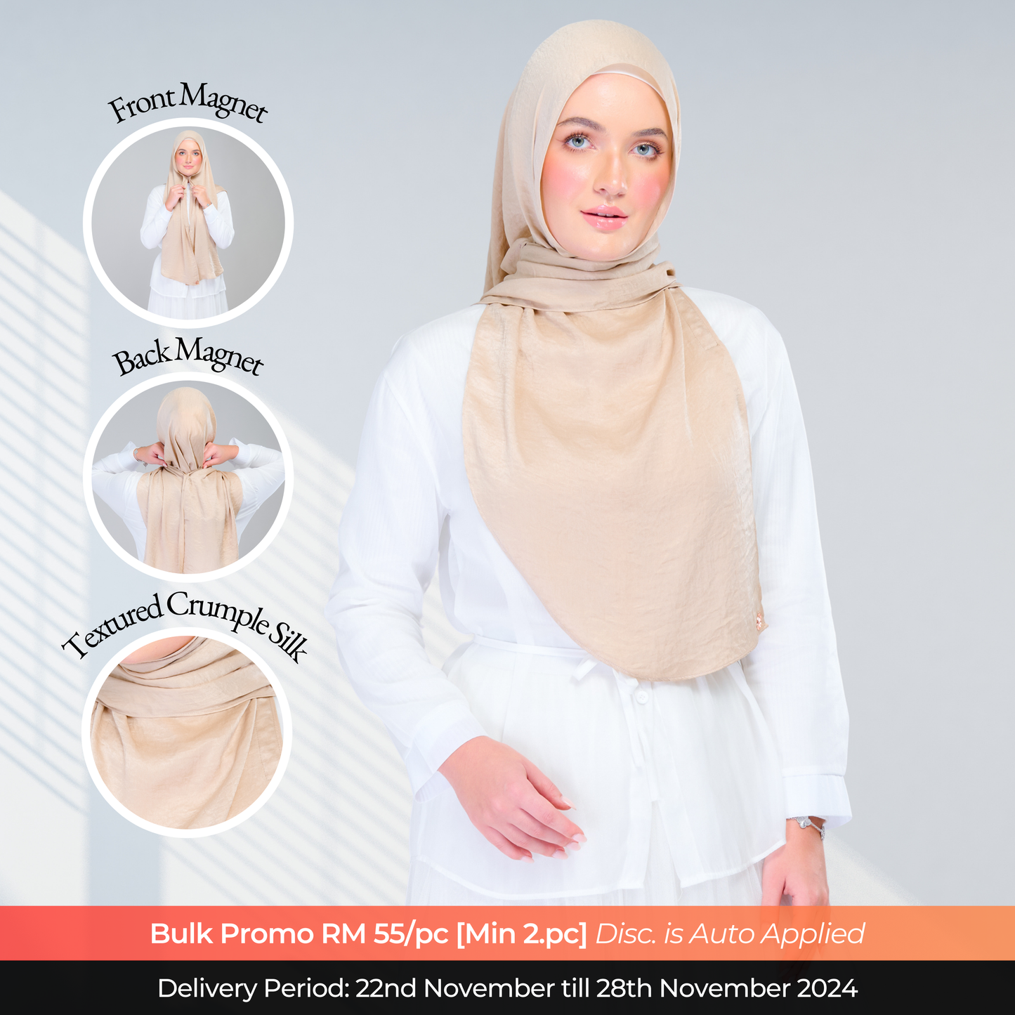 Instant Tag n' Go Shawl | Textured Silk in Nude Sand