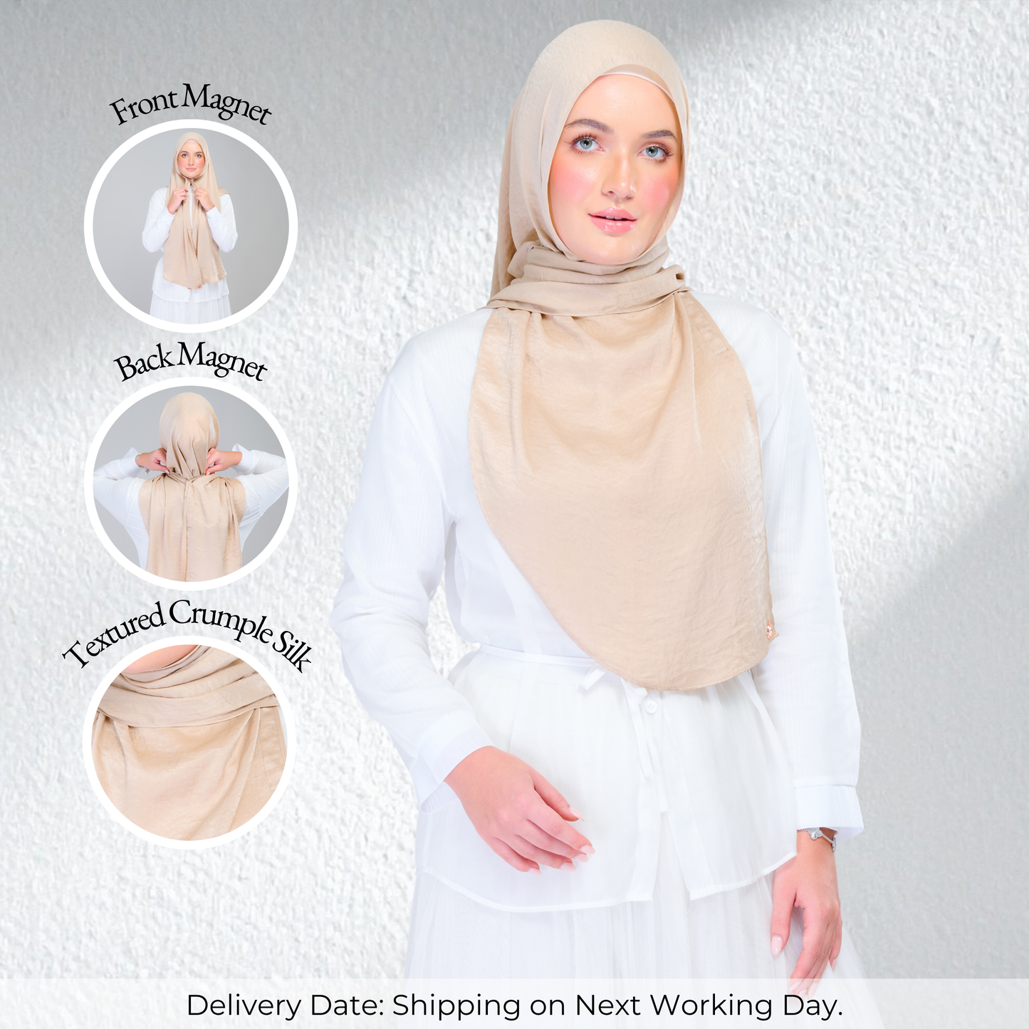 Instant Tag n' Go Shawl | Textured Silk in Nude Sand