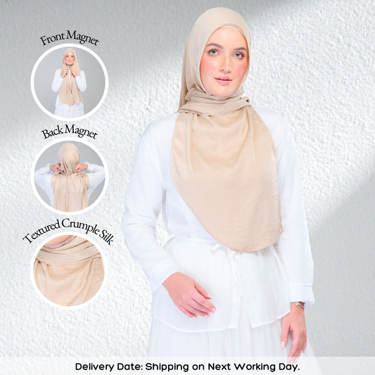 Instant Tag n' Go Shawl | Textured Silk in Nude Sand