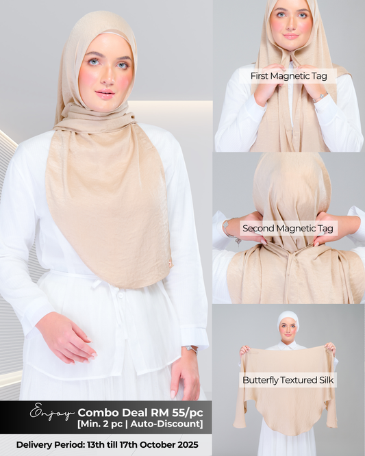 Instant Tag n' Go Butterfly | Textured Silk in Nude Sand